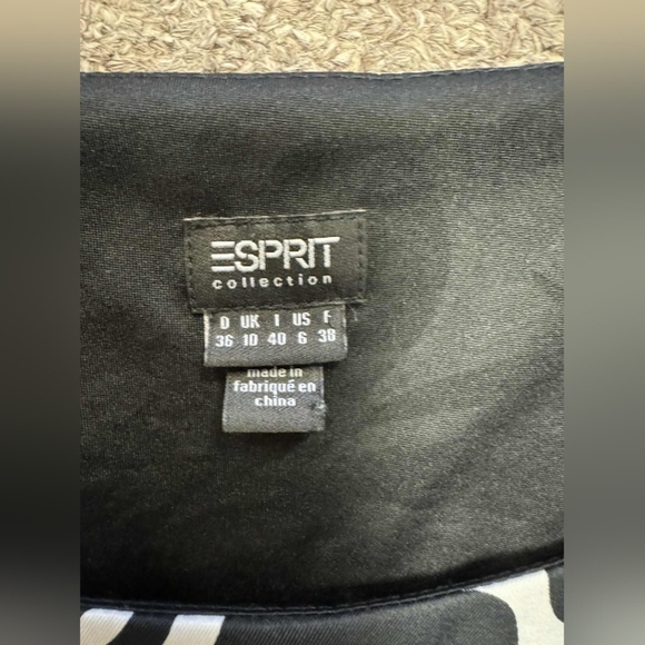 Esprit Black and White Patterned Midi Dress EUC Sleevless Size 6 - Picture 8 of 10